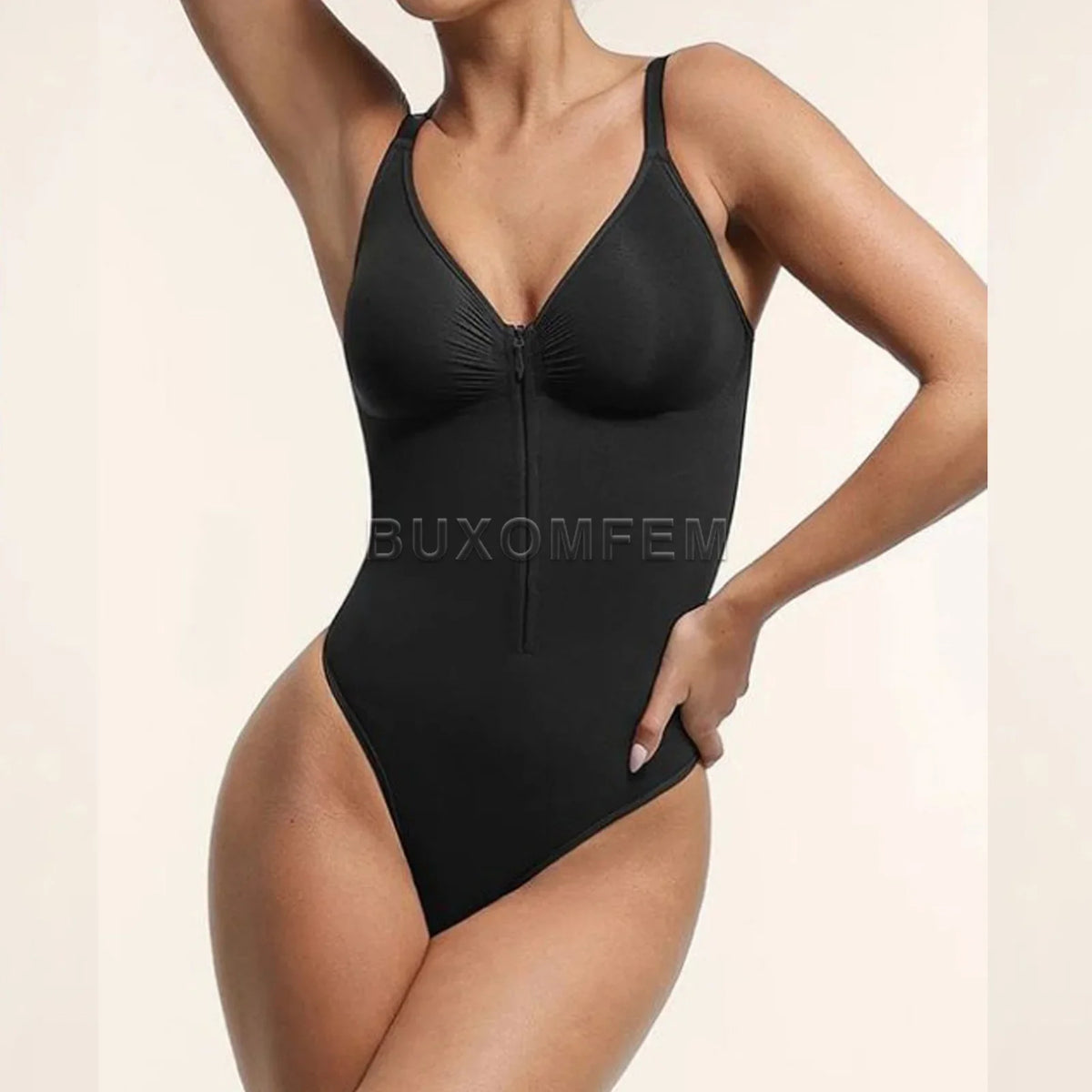 Vibrant Pink Zip-Front Sleeveless Shaping Bodysuit