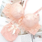 Lavender Butterfly Embroidery Push-Up Bra and High-Waist Panty Set