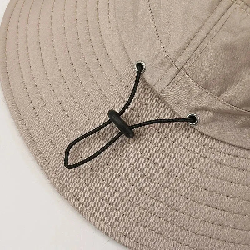 Wide Brim Outdoor Bucket Hat with Adjustable Chin Cord for Hiking and Everyday Adventures