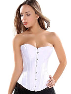 Luminous Teal Satin Overbust Corset with Front Metal Busk