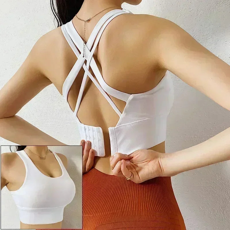 Mauve Criss-Cross Back Sports Bra with Keyhole Detail and Adjustable Band
