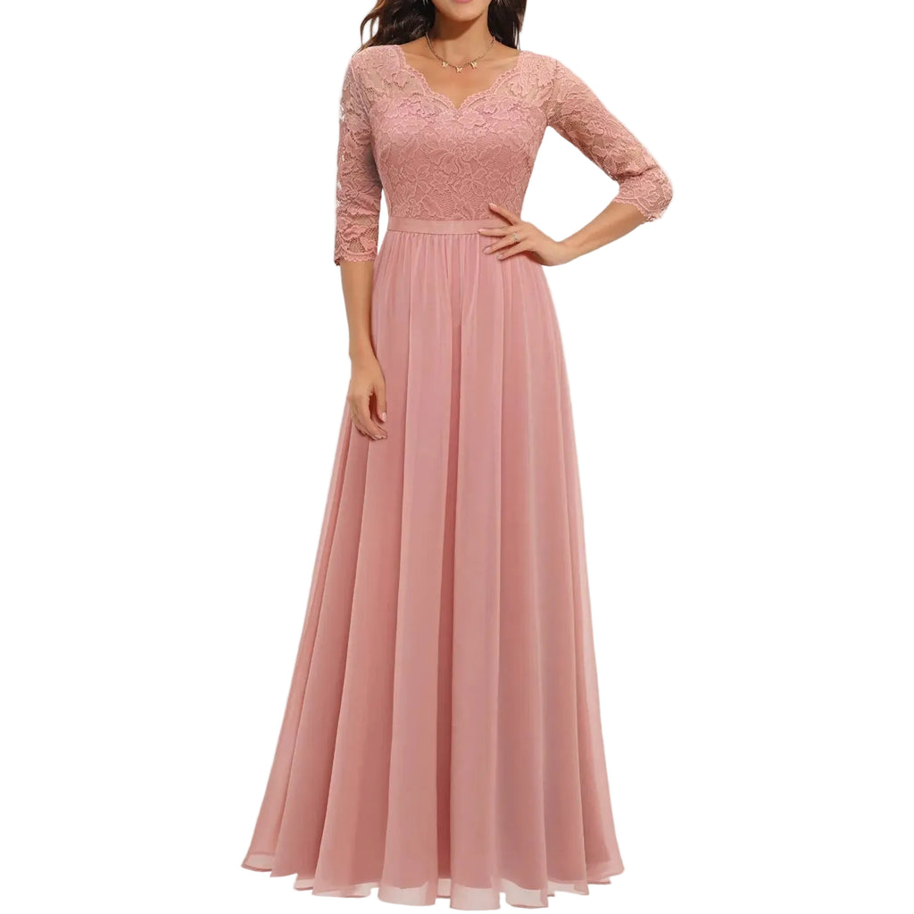 Flowing Long Sleeve Maxi Dress With Defined Waist Silhouette