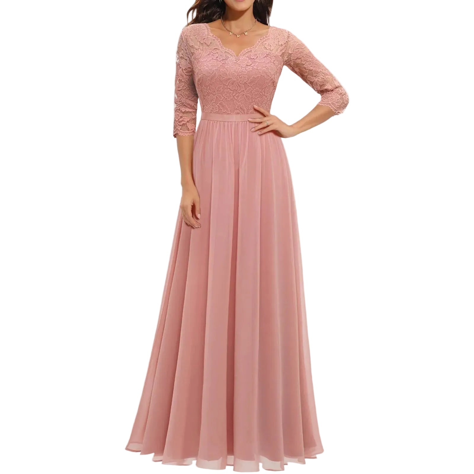 Flowing Long Sleeve Maxi Dress With Defined Waist Silhouette
