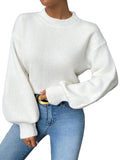 Women's Minimalist Crew Neck Relaxed Knit Pullover Sweater With Oversized Silhouette