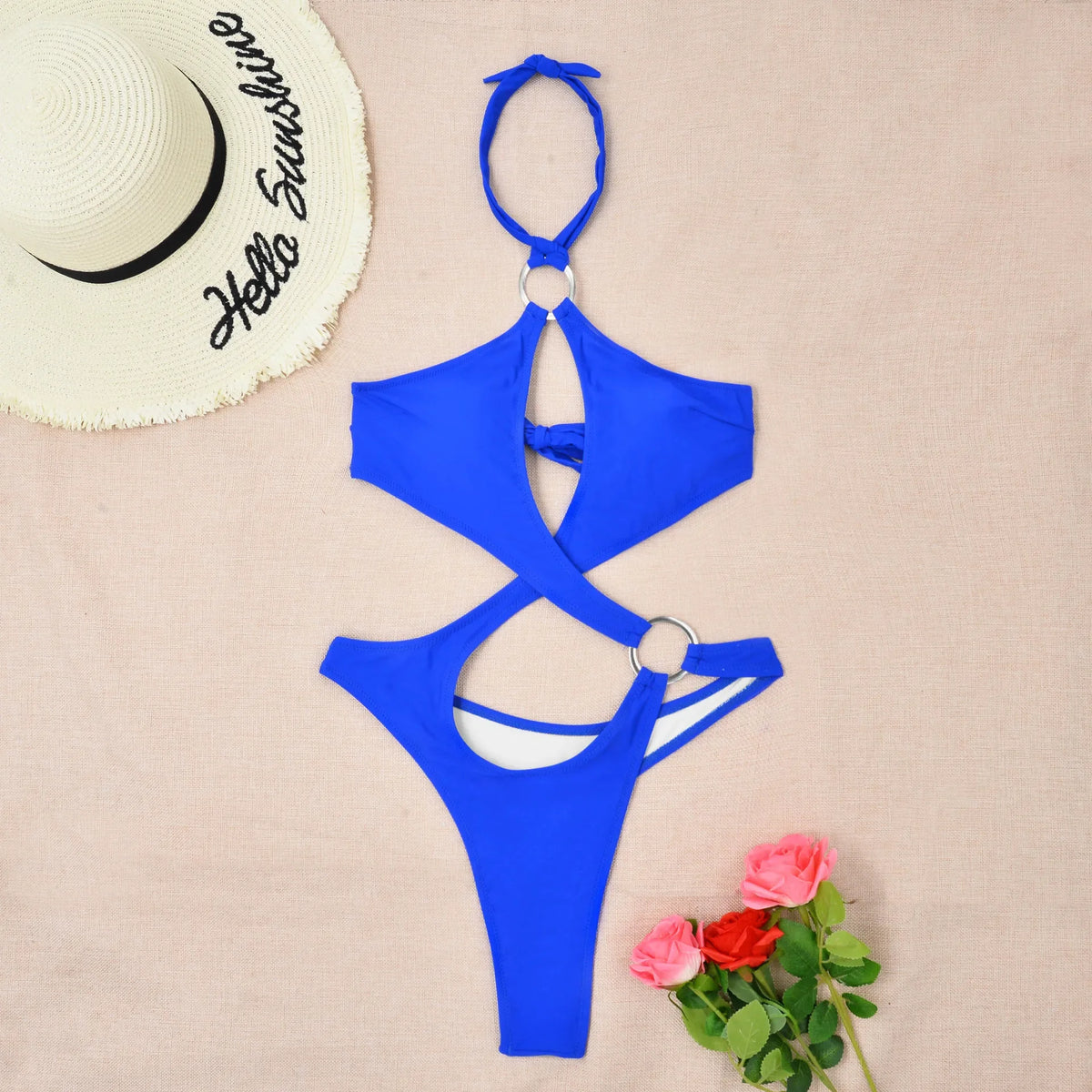 Bold Espresso Brown Cutout One-Piece Swimsuit with Asymmetrical Wrap Detail