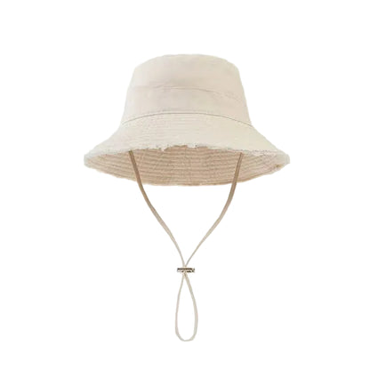 Foldable Wide Brim Bucket Hat with Adjustable Chin Cord for Beach Travel and Outdoor Wear