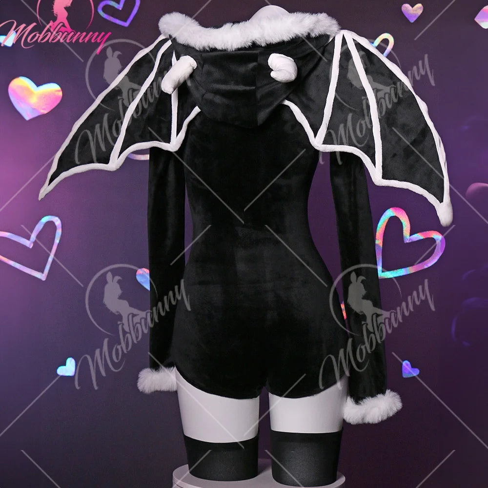 Women's Contemporary Graphic Print Hooded Bodysuit With Detachable Wings And Matching Layered Hosiery