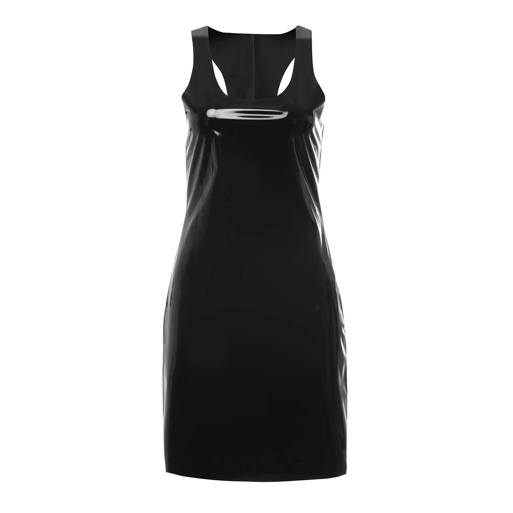 Glossy Bodycon Mini Dress with Futuristic Alternative Streetwear Style