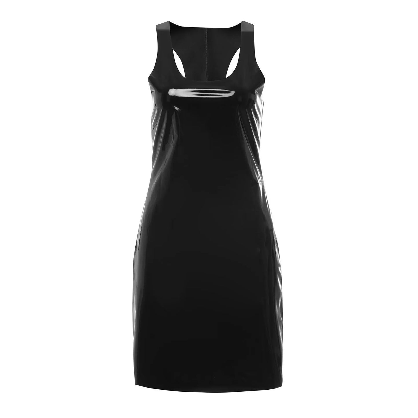Glossy Bodycon Mini Dress with Futuristic Alternative Streetwear Style