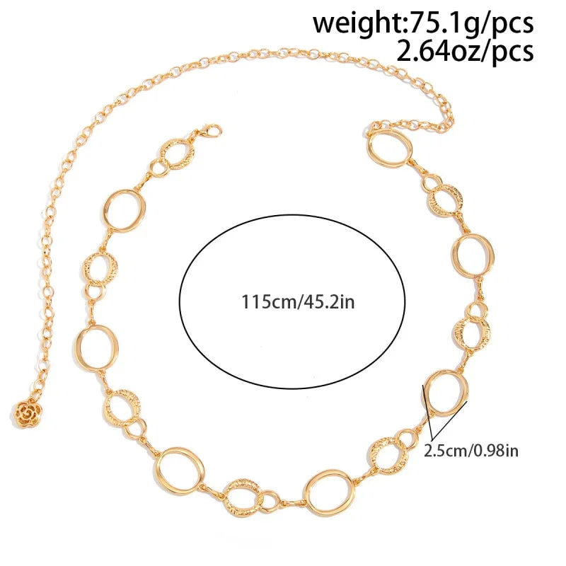 Retro Oval Link Waist Chain for Punk Grunge and Alternative Styling