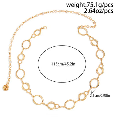 Retro Oval Link Waist Chain for Punk Grunge and Alternative Styling