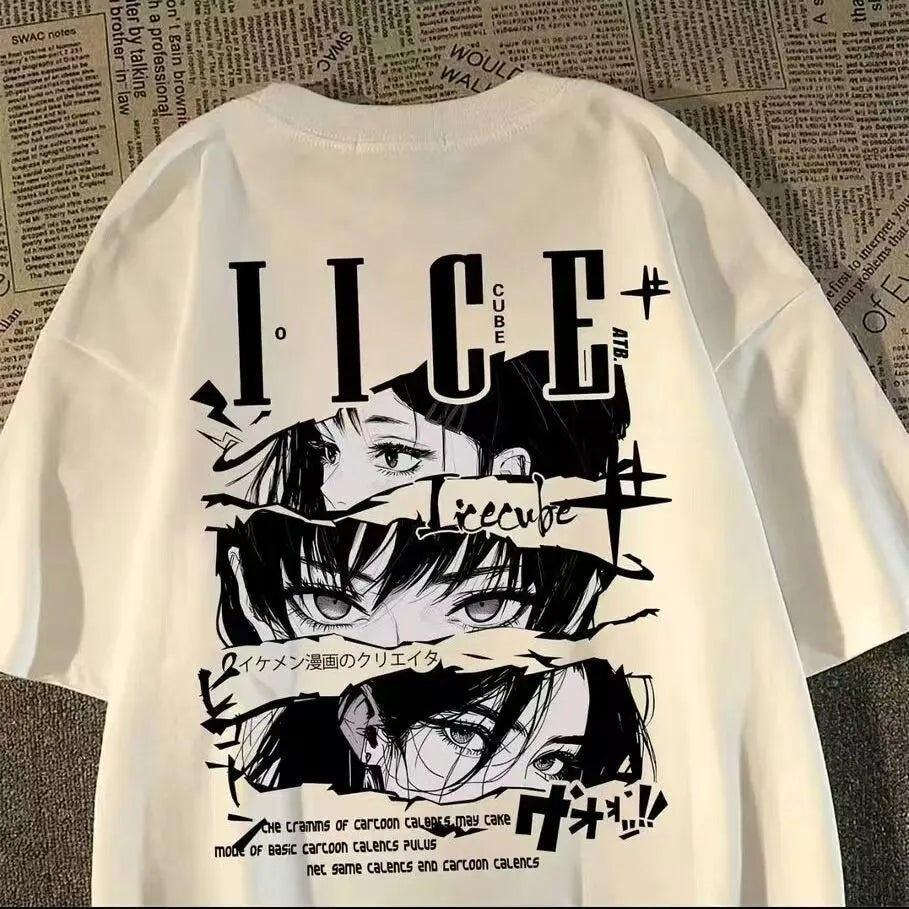Crimson Vice Anime Graphic Oversized Vintage Streetwear Cotton T-Shirt