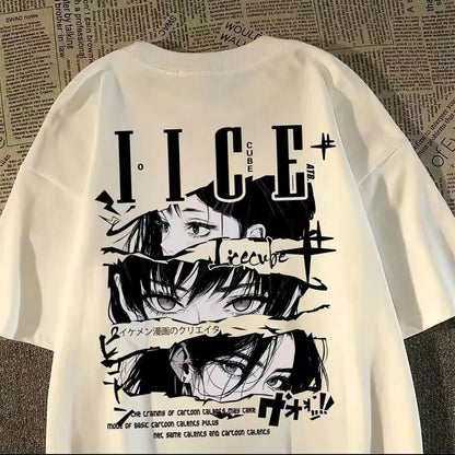 Crimson Vice Anime Graphic Oversized Vintage Streetwear Cotton T-Shirt