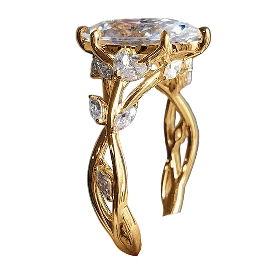 Dark Feminine Marquise Crystal Statement Ring with Elegant Vintage Inspired Silhouette