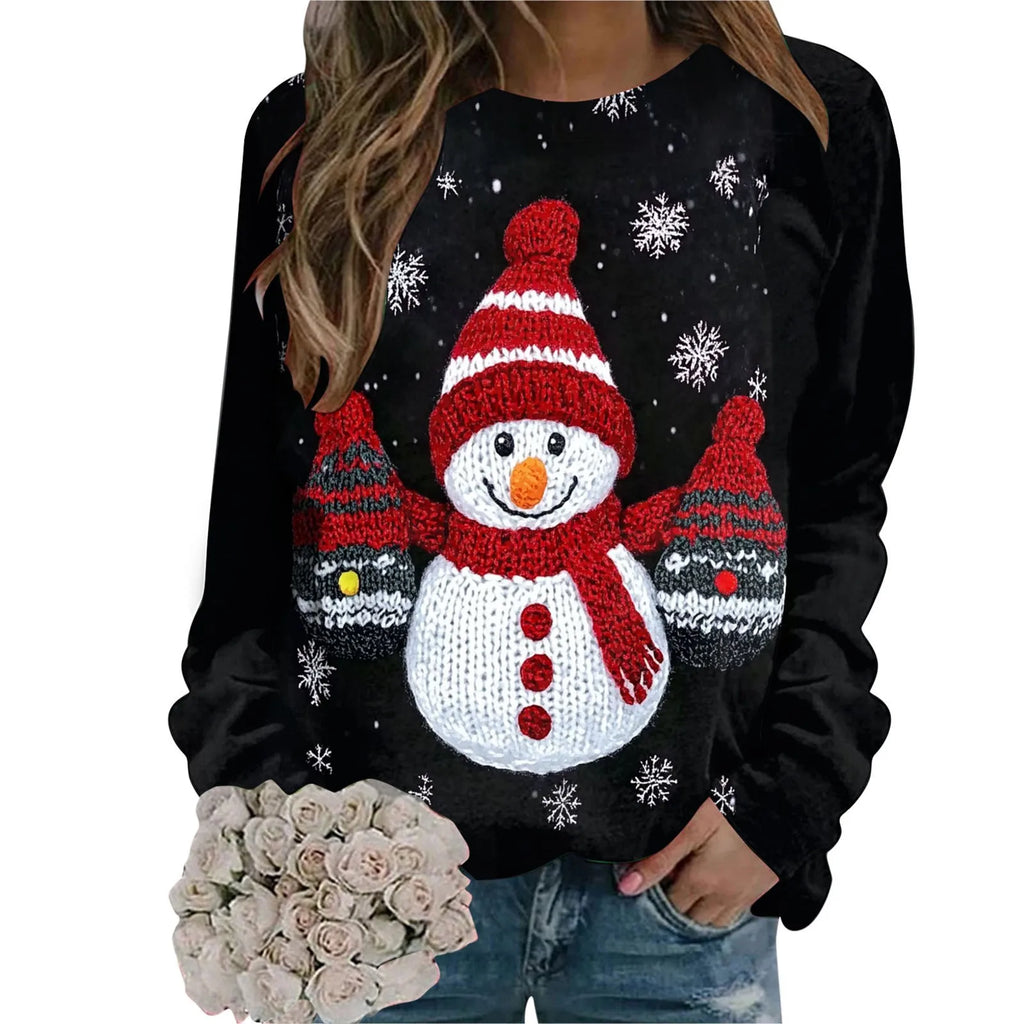 Women's Festive Holiday Graphic Hooded Sweatshirt with Relaxed Fit for Seasonal Comfort