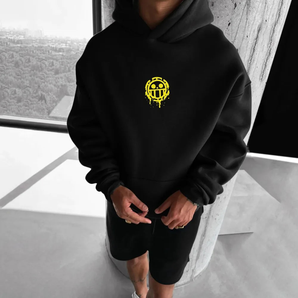 Anime Pirate Inspired Streetwear Hoodie With Manga Graphic Symbol Design