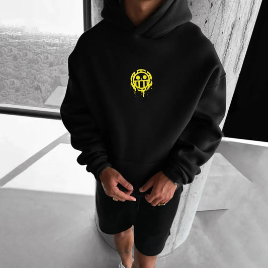 Anime Pirate Inspired Streetwear Hoodie With Manga Graphic Symbol Design