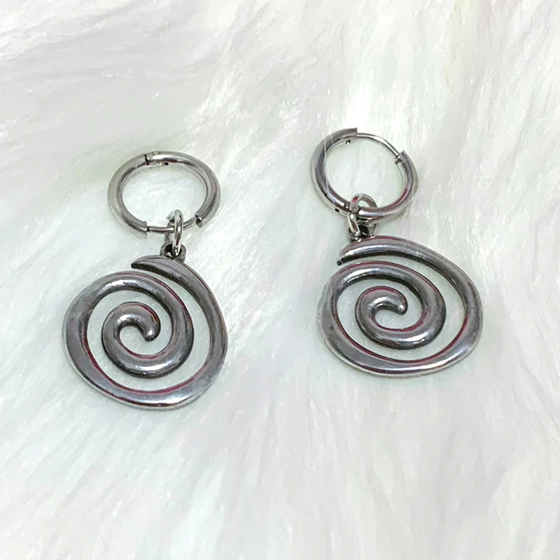Spiral Drop Earrings for Gothic Grunge and Alternative Fashion Styling