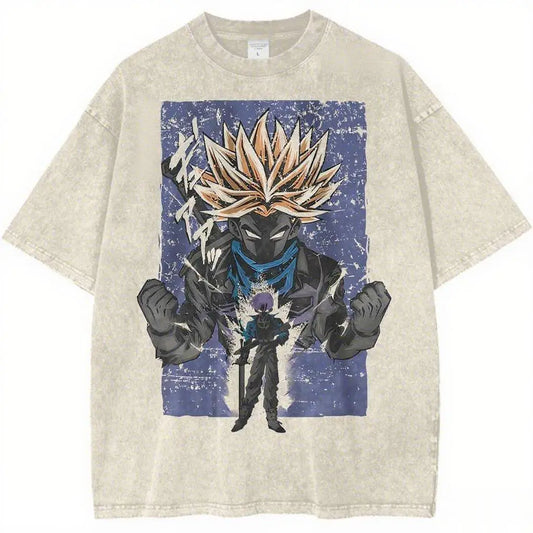 Frost Aura Anime Graphic Oversized Vintage Washed Streetwear Cotton T-Shirt