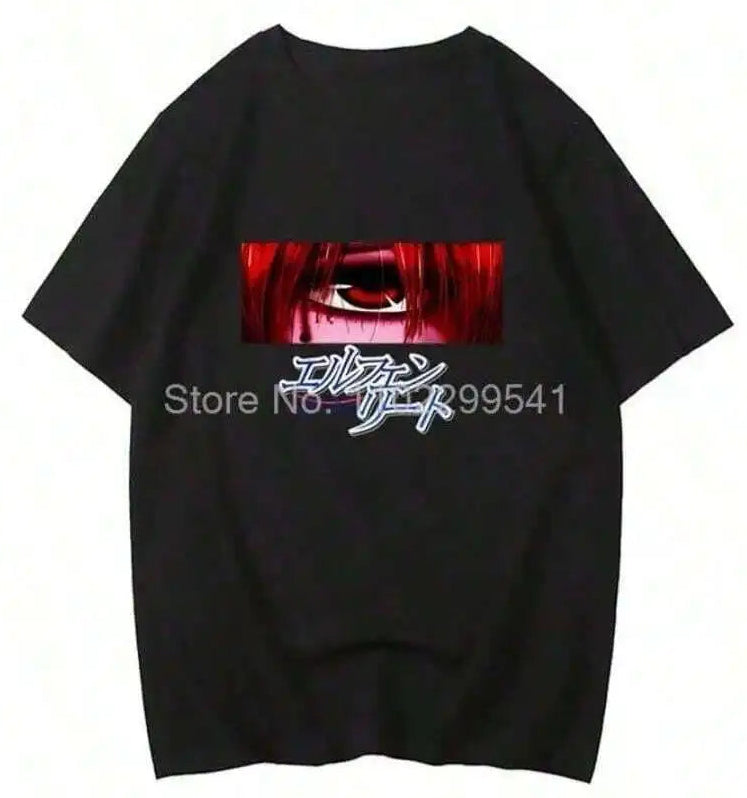 Anime Goth Glitch Graphic Oversized Streetwear T-Shirt with Retro Manga Aesthetic