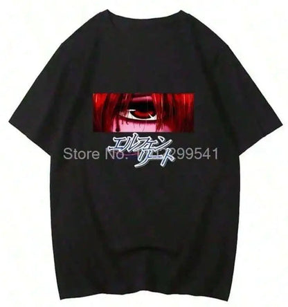 Anime Goth Glitch Graphic Oversized Streetwear T-Shirt with Retro Manga Aesthetic