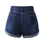 Women's High Waist Cotton Denim Shorts with Distressed Details and Classic Everyday Fit