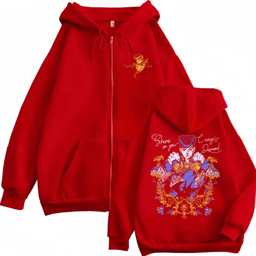 Anime Manga Streetwear Graphic Zip Hoodie With Oversized Urban Aesthetic