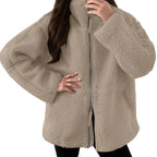 Women's Plush Half Zip Fleece Pullover with Relaxed Contemporary Casual Streetwear Fit