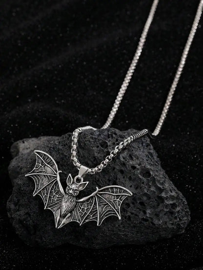 Vintage Gothic Bat Pendant Necklace With Punk Inspired Alternative Statement Chain Design