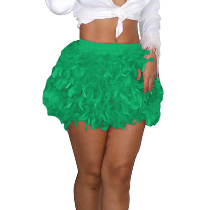 Layered Ruffle Mini Skirt with Elastic Waist Statement Party Design