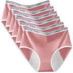 Six-Piece High-Waisted Menstrual Brief Set with Striped Waistbands