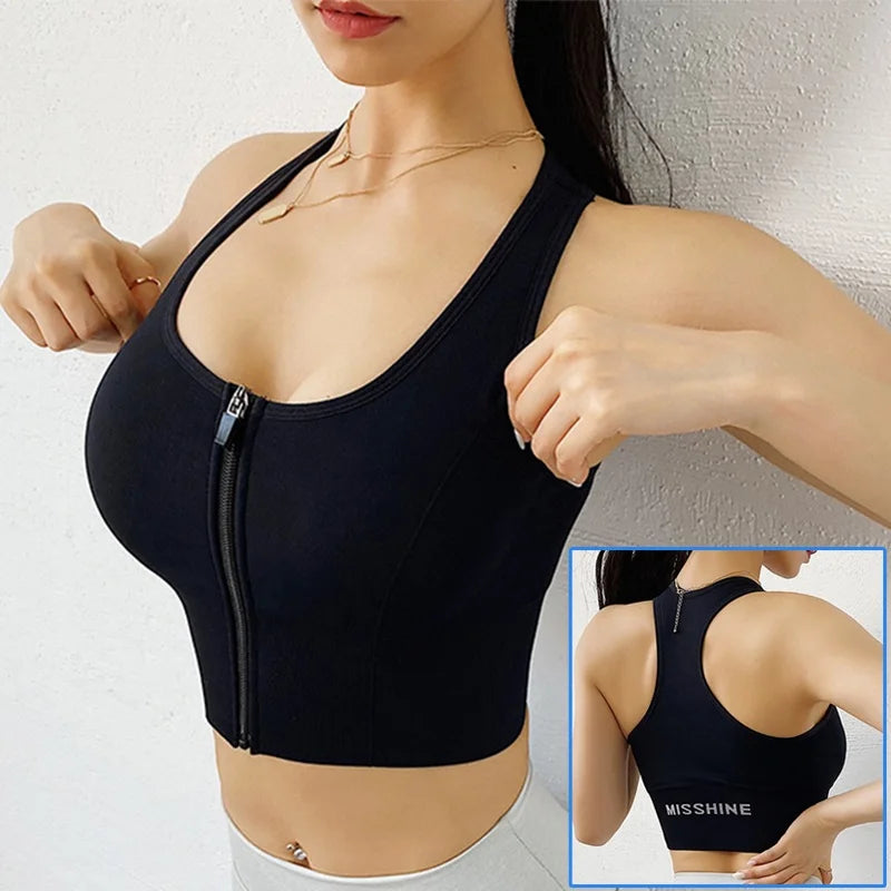 Structured Front-Zip High-Impact Sports Bra with Racerback Support