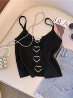Ribbed Lace-Up Crop Top with Sleeveless Slim Fit Contemporary Streetwear Design