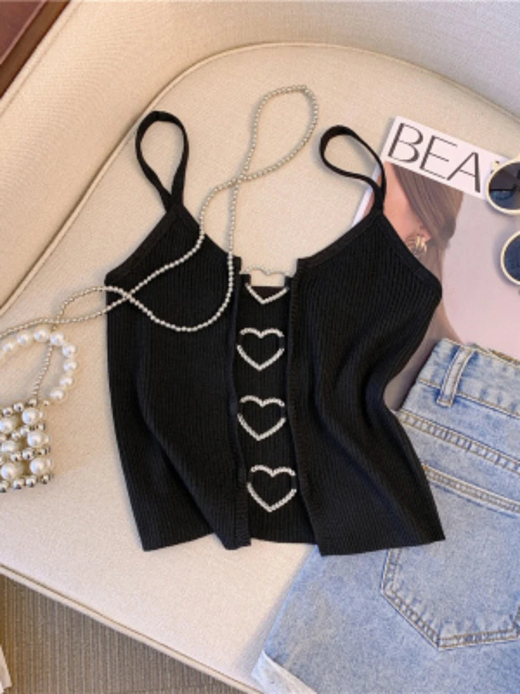 Ribbed Lace-Up Crop Top with Sleeveless Slim Fit Contemporary Streetwear Design