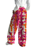 Abstract Print Wide Leg Sweatpants with Elastic Waist Relaxed Casual Streetwear Style