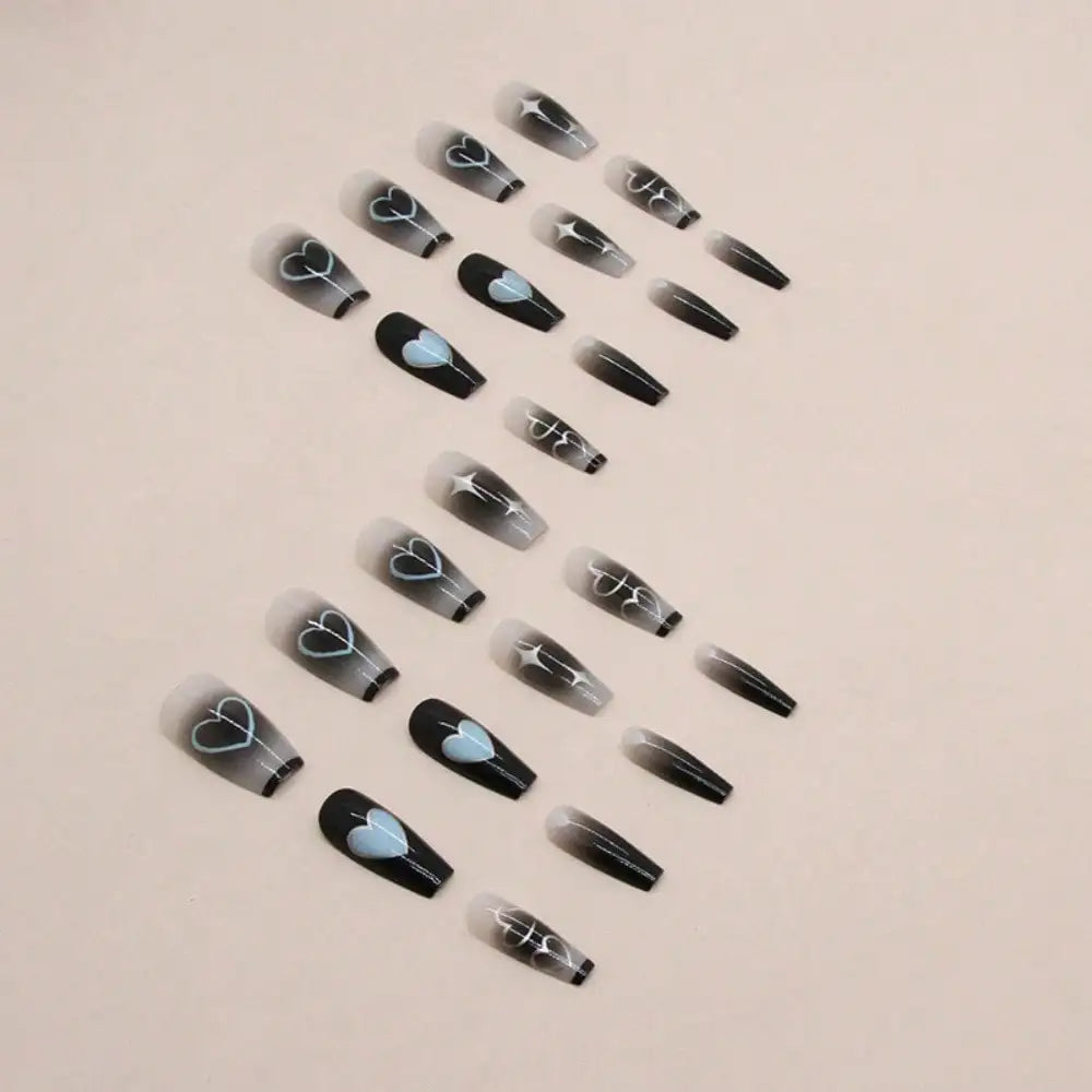 Dark Feminine Press On Nails with Gothic Celestial Alternative Art Design