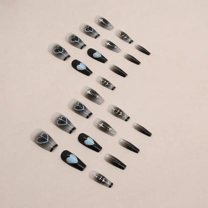Dark Feminine Press On Nails with Gothic Celestial Alternative Art Design