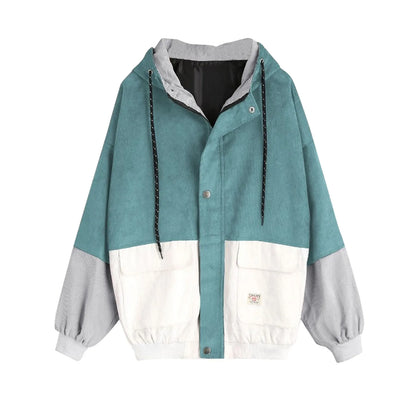 Women's Color Block Hooded Jacket Relaxed Casual Streetwear Lightweight Everyday Outerwear