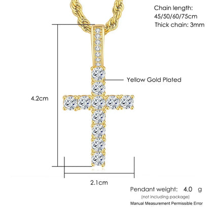 Crystal Cross Pendant Necklace Gothic Glam Alternative Statement Jewelry