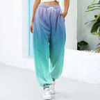 Women's High Waist Gradient Wide Leg Jogger Pants with Relaxed Casual Streetwear Style