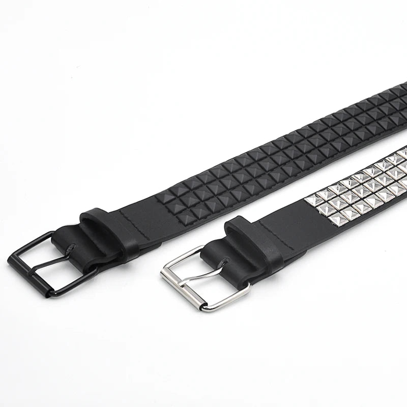 Triple Row Pyramid Studded Belt for Punk Rock Alternative Styling