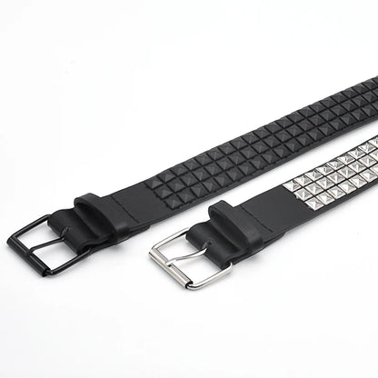Triple Row Pyramid Studded Belt for Punk Rock Alternative Styling