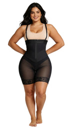 Premium Open-Bust High-Waisted Mid-Thigh Shaper with Lace Trim