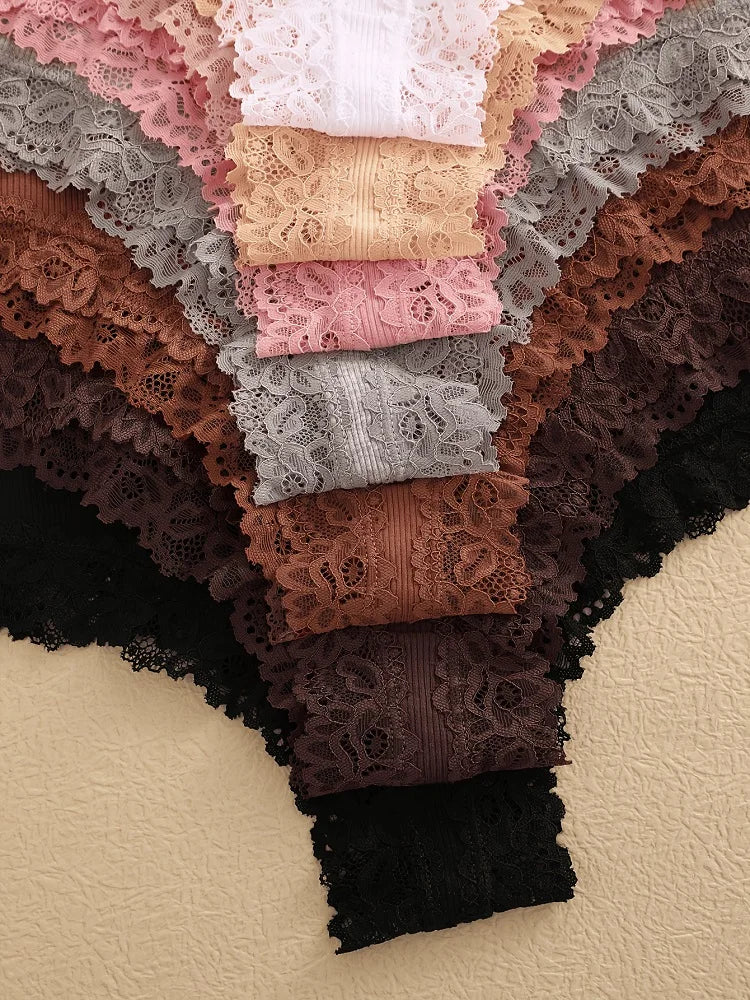 Eleven-Piece Low-Rise Scalloped Lace Bikini Panty Set