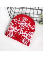 Abstract Jacquard Acrylic Knit Beanie for Modern Streetwear Casual Winter Everyday Fashion Style