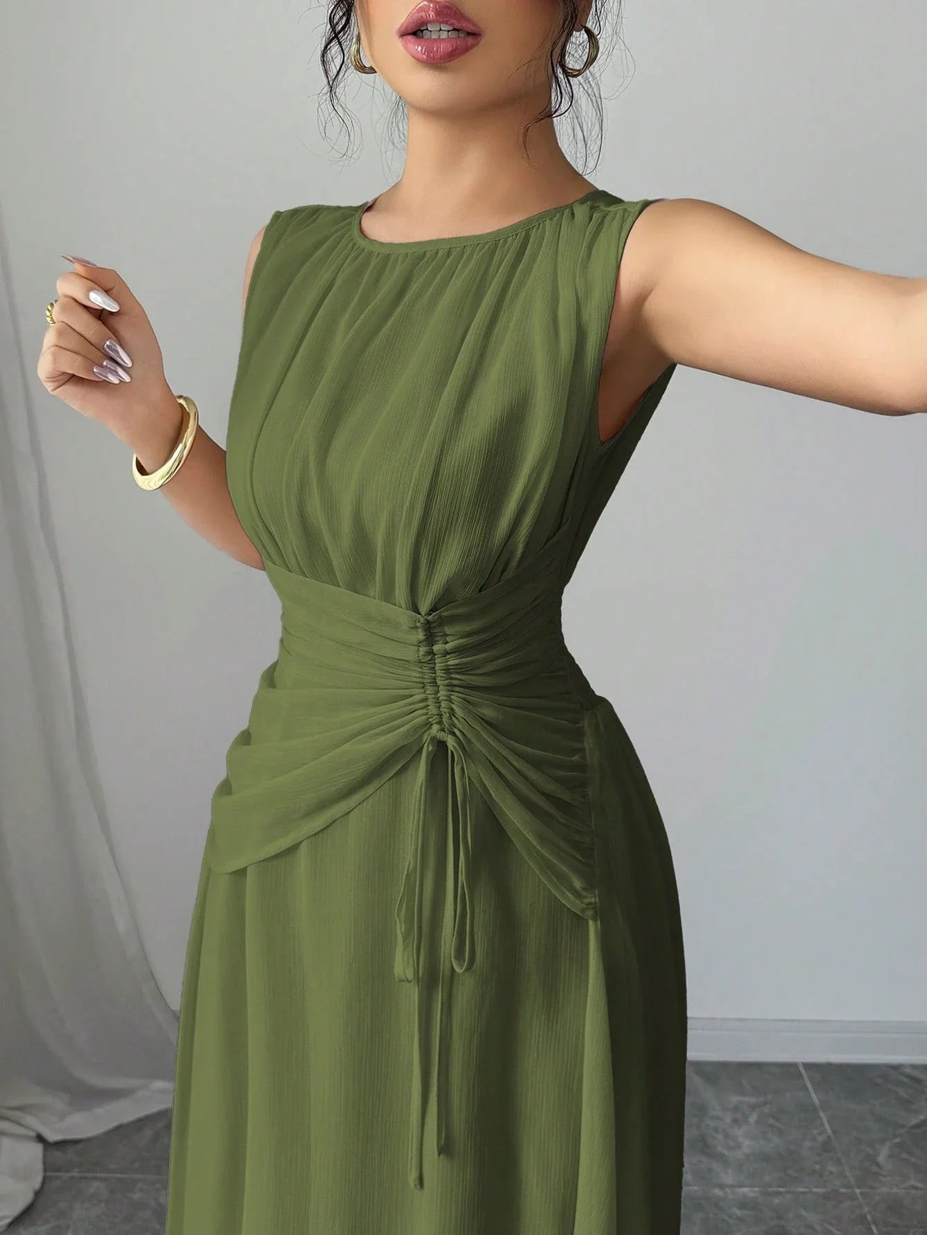 Sleeveless Chiffon Maxi Dress with Flowing A-Line Silhouette and Soft Drape