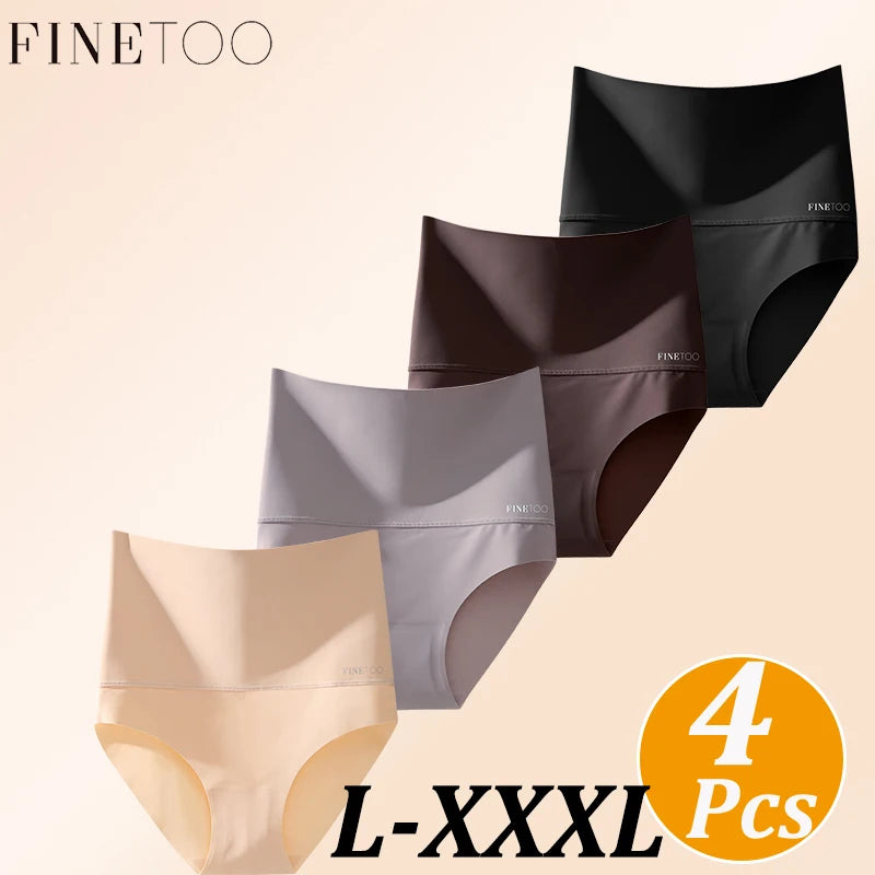 4-Piece Women’s High-Waisted Shaping Briefs Set with Smooth Full-Coverage Silhouette and Assorted Neutral Colors
