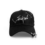 Embroidered Adjustable Baseball Cap with Decorative Metal Accents for Contemporary Streetwear Fashion