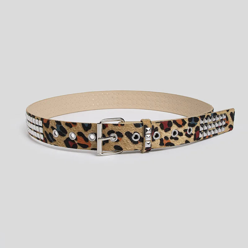 Faux Fur Rivet Waist Belt for Punk Y2K Alternative Fashion Styling