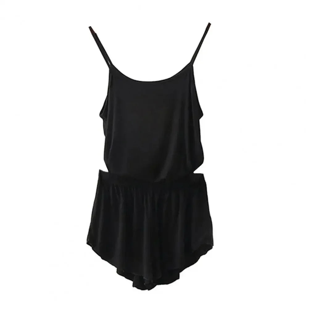 Women's Two-Piece Summer Pajama Set with Sleeveless Camisole Top and Matching Shorts, Solid-Color Lightweight Sleepwear Loungewear